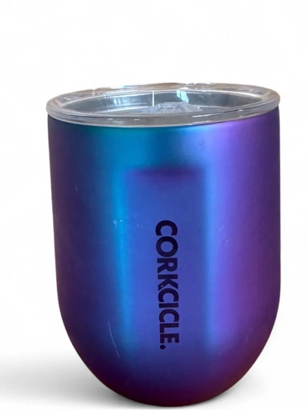 Corkcicle Iridescent Blue to Purple Stemless Tumbler with Lid